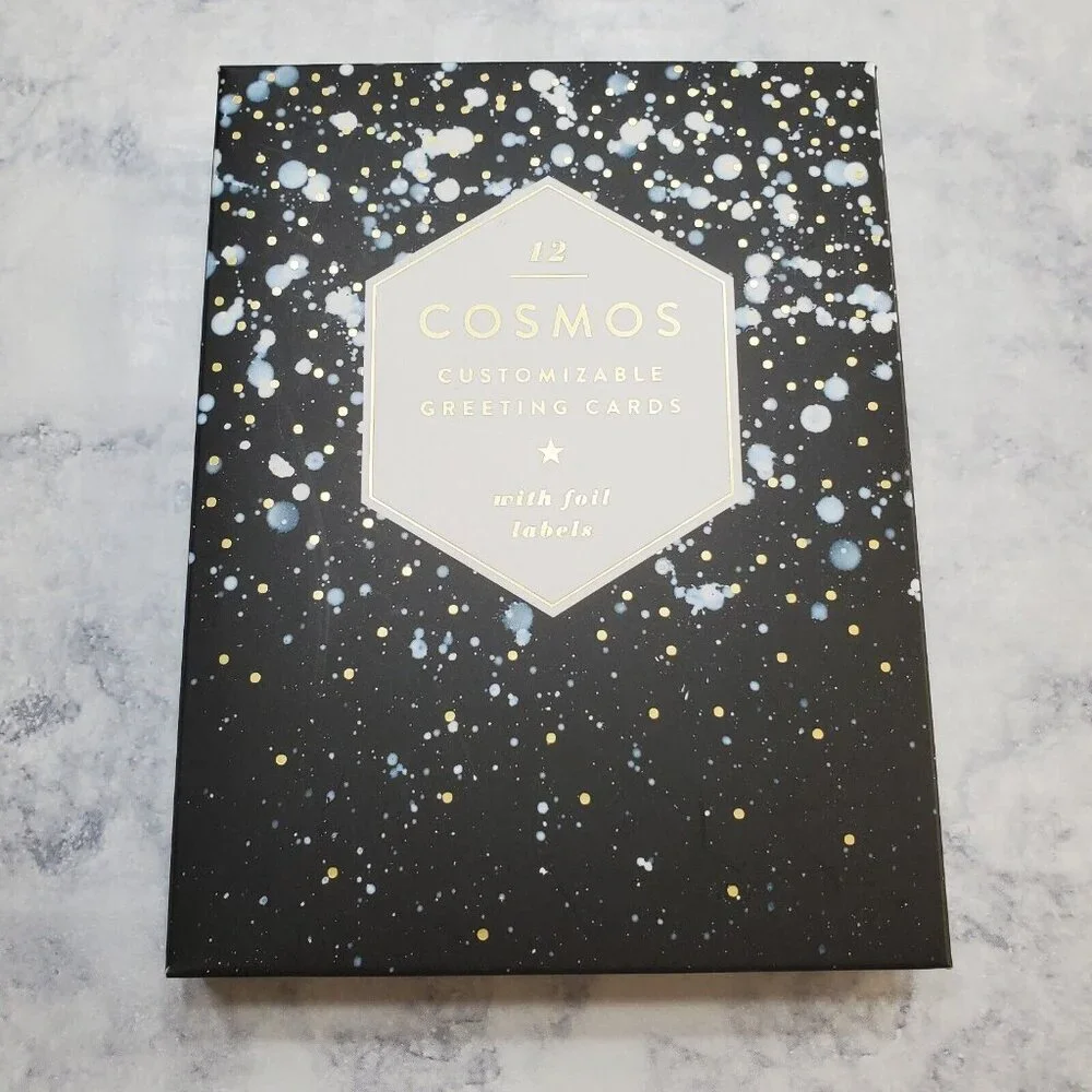 Galison Cosmos 12 Note Cards Blank Space Stickers Greetings‎